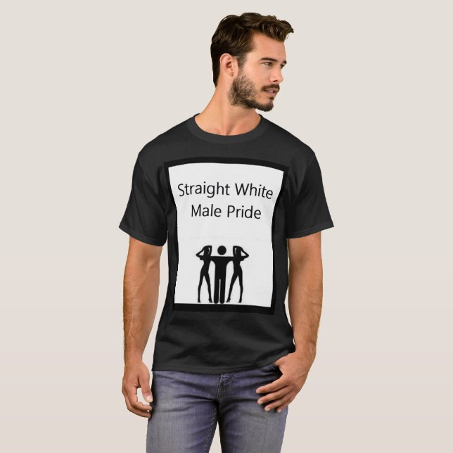 Camiseta masculina blanca recta del orgullo - (Anverso completo)
