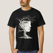 Camiseta masculina Cara de árbol surrealista