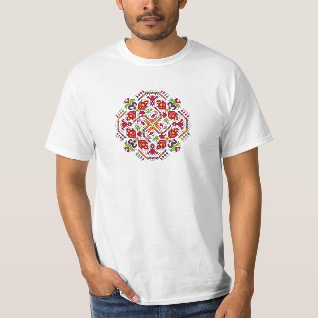 Camiseta masculina con bordado tradicional búlgaro (Anverso)