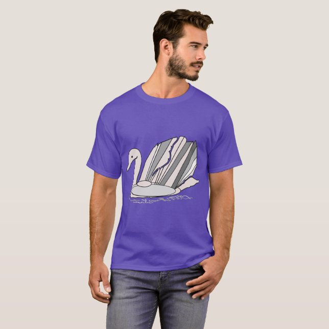 Camiseta masculina con cisne art decó (Anverso completo)