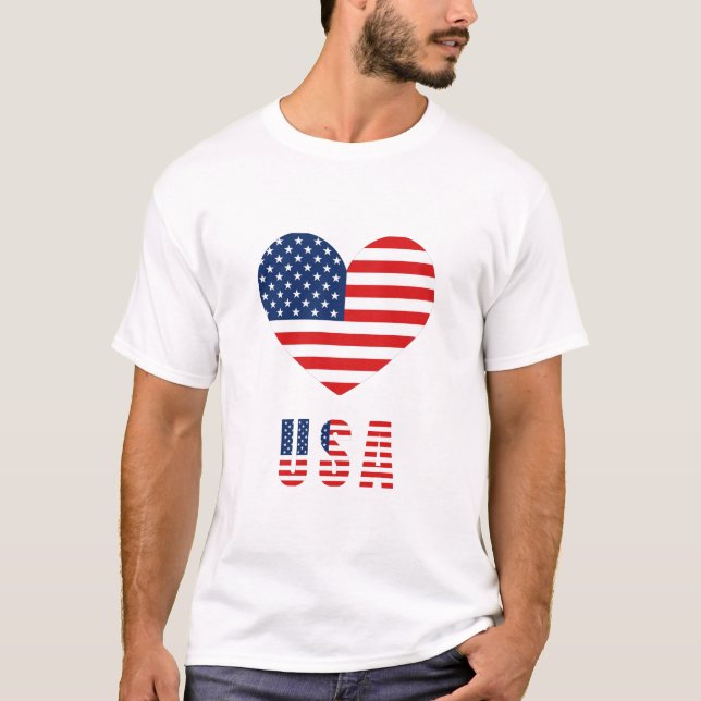 Camiseta masculina con diseño cardíaco con bandera (Anverso)