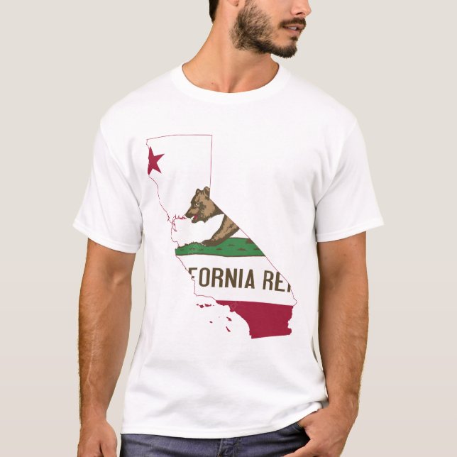 Camiseta masculina con diseño de mapas de Californ (Anverso)