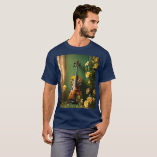 Camiseta masculina con diseño floral de violín vin