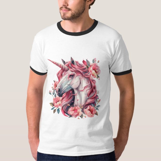 Camiseta masculina con unicornio. (Anverso)