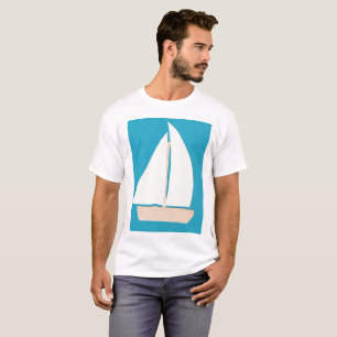 Camiseta masculina con velero blanco