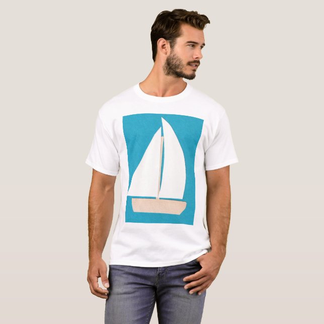 Camiseta masculina con velero blanco (Anverso completo)