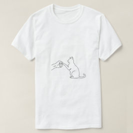 Camiseta masculina de arte lineal de puño de gato 