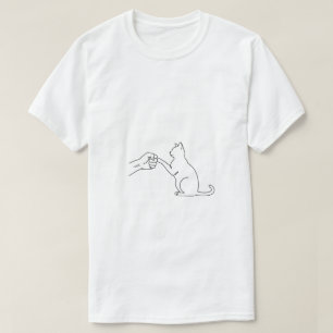 Camiseta masculina de arte lineal de puño de gato