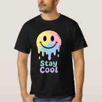 Camiseta masculina de cara sonriente derretida – E