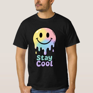 Camiseta masculina de cara sonriente derretida – E