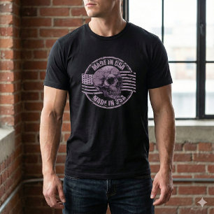 Camiseta masculina de cráneo morado desgastada hec