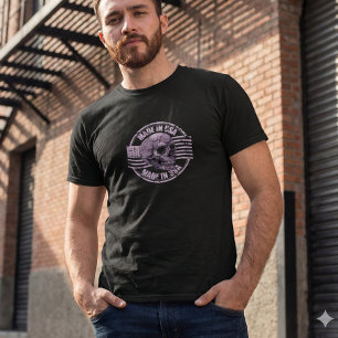 Camiseta masculina de cráneo morado desgastada hec