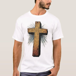 Camiseta masculina de cruz cristiana en negrita