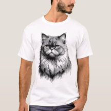 Camiseta masculina de dibujo de gato persa negro