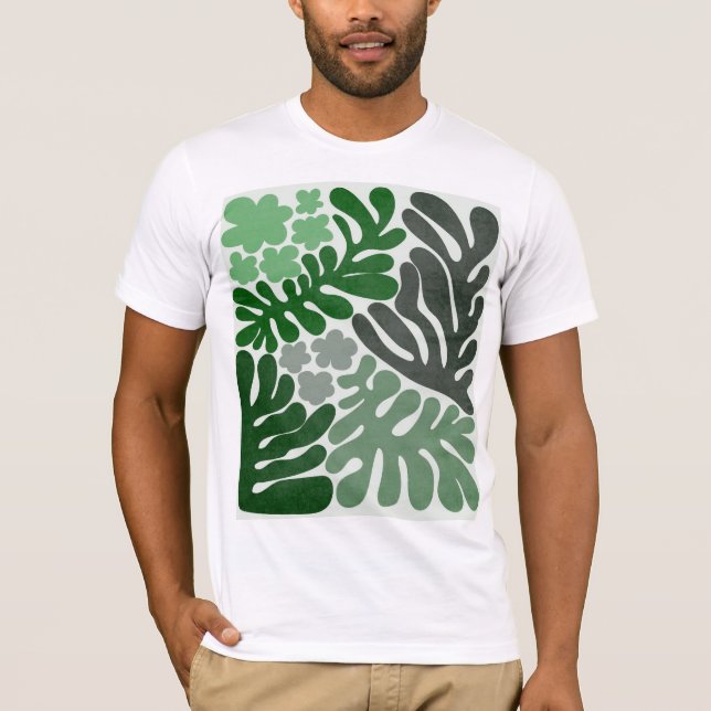 Camiseta masculina de diseño de hojas de planta -  (Anverso)