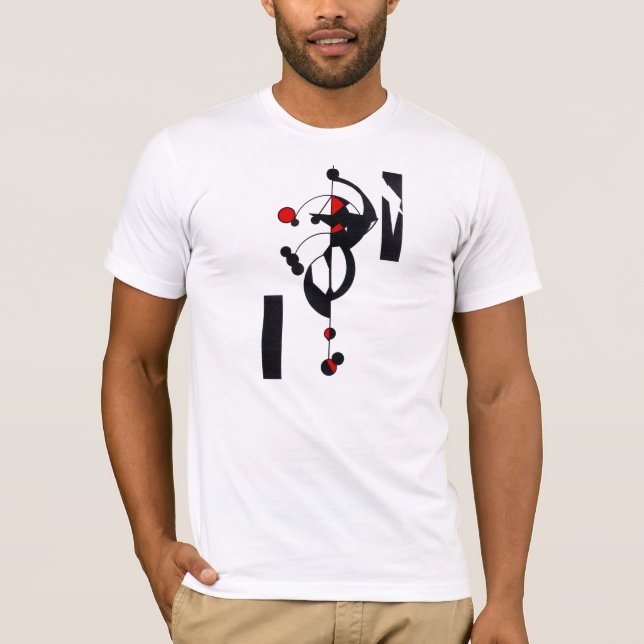 Camiseta masculina de diseño geográfico rojo (Anverso)