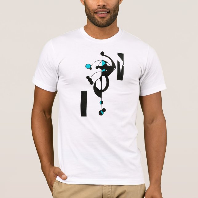 Camiseta masculina de diseño geográfico verde azul (Anverso)