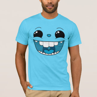 Camiseta masculina de doble cara azul feliz
