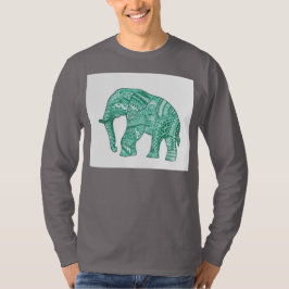 Camiseta masculina de elefante Zentangle verde orn