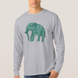Camiseta masculina de elefante Zentangle verde orn