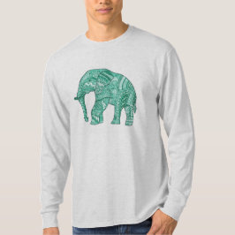 Camiseta masculina de elefante Zentangle verde orn