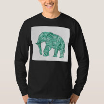 Camiseta masculina de elefante Zentangle verde orn