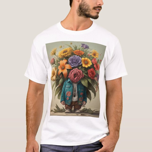 Camiseta masculina de flores (Anverso)