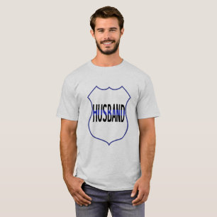 Camiseta masculina de la línea azul delgada Escudo