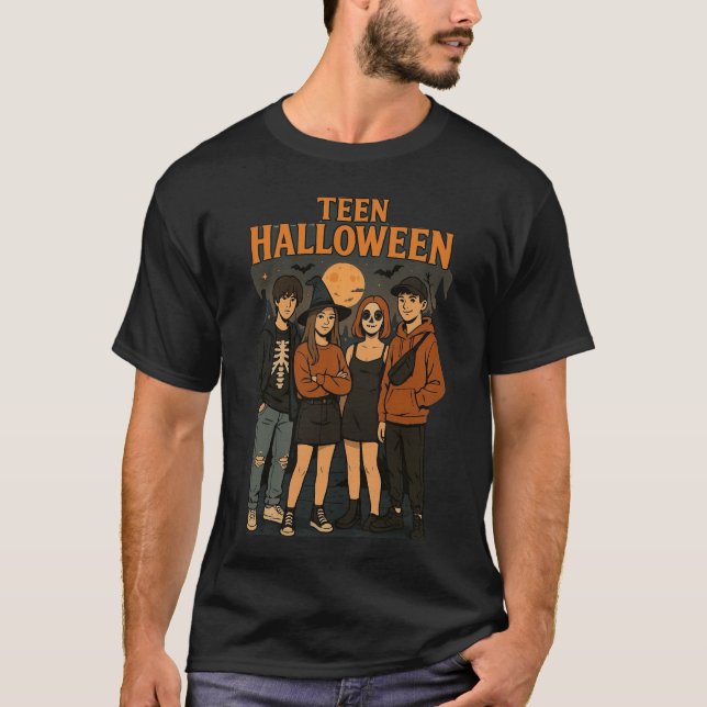 Camiseta masculina de la noche de Halloween adoles (Anverso)