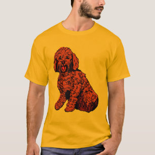Camiseta masculina de Labradoodle marrón rojo