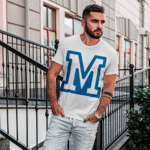 Camiseta masculina de letra azul M