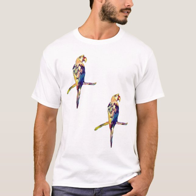 Camiseta masculina de loro colorido (Anverso)