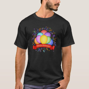 Camiseta masculina de los globos de cumpleaños fe