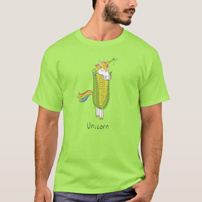Camiseta masculina de maíz divertida de Unicorn (Anverso)