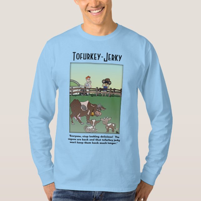 Camiseta masculina de manga larga de Tofurkey-Jerk (Anverso)