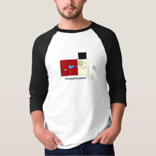 Camiseta masculina de manga raglán Classachusetts