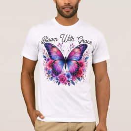 Camiseta masculina de mariposa floral Bloom With G