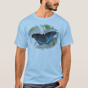 Camiseta masculina de mariposa púrpura de punto ro