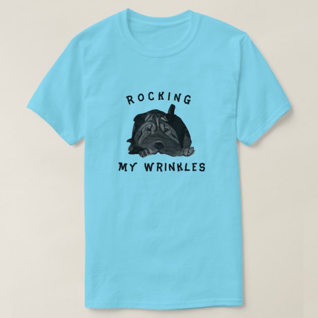 Camiseta masculina de perro negro shar pei (Diseño del anverso)