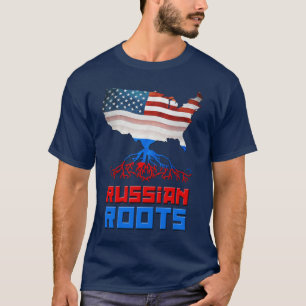 Camiseta masculina de raíz rusa estadounidense