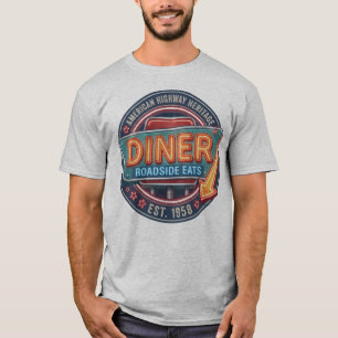 Camiseta masculina de restaurante americano de car