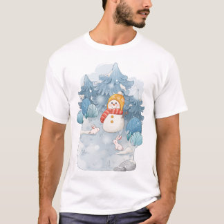 Camiseta masculina de Snowman en invierno maravill