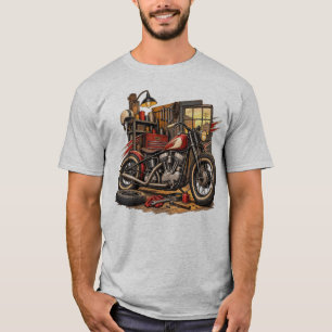 Camiseta masculina de taller de garaje de motocicl