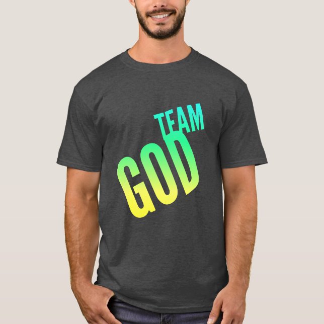 Camiseta masculina de Team God en fuente verde y a (Anverso)