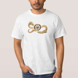 Camiseta masculina del dragón antiguo y la rueda d