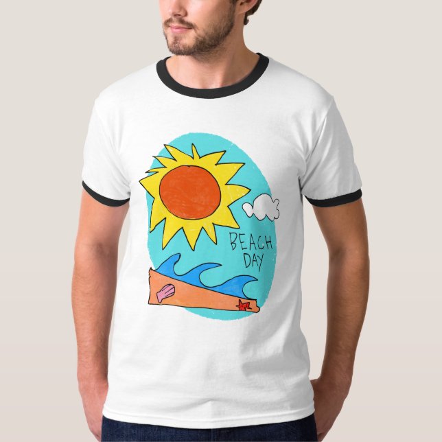 Camiseta masculina "Día de Playa" (Anverso)