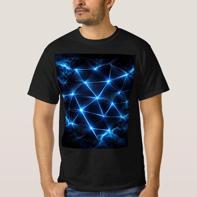 Camiseta masculina Electric Neon Grid | Futurista (Anverso)