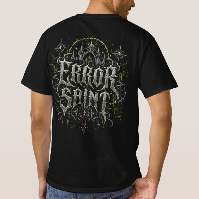 Camiseta masculina Error Saint Gótico Cyberpunk Fr (Reverso)