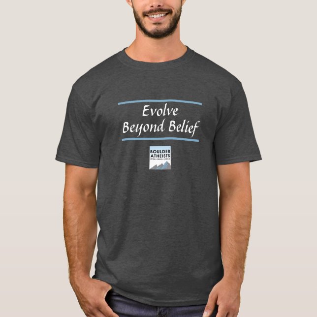 Camiseta masculina Evolve Beyond Belief Logo (Anverso)