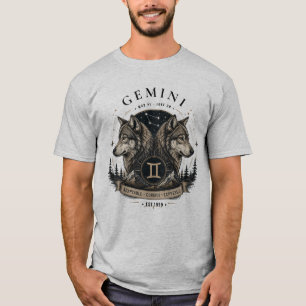 Camiseta masculina Géminis Lobo Zodiaco